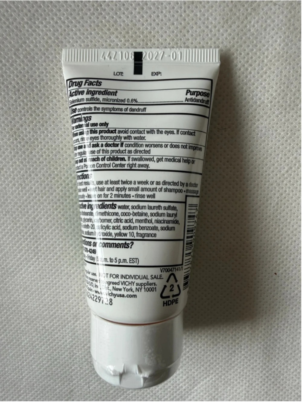 NWT Vichy Dercos Selenium Sulfide Anti-Dandruff Shampoo Itchy Scalp Travel 1.69f